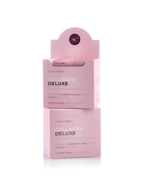 Colagen Deluxe - 20 Shots - Colagen Marin Hidrolizat Lichid cu 12.500 mg + Acid Hialuronic 75 mg + Biotina 5000 mcg + MSM 125 mg + Zinc + Siliciu + Vitamine 9 Colagen Deluxe Fiole – Ofertă 2 Cutii