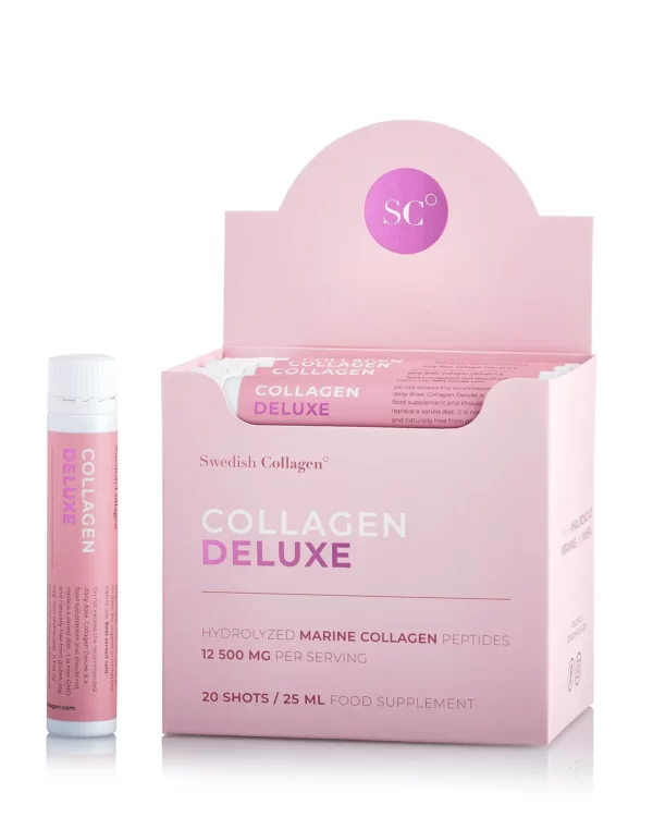 Colagen Deluxe (din Pește) – Hidrolizat Lichid Tip 1 și 3 cu 12.500mg + Acid Hialuronic 75mg + Biotină 5000mcg + MSM + Zinc + Siliciu + Vitamine – 20 Fiole