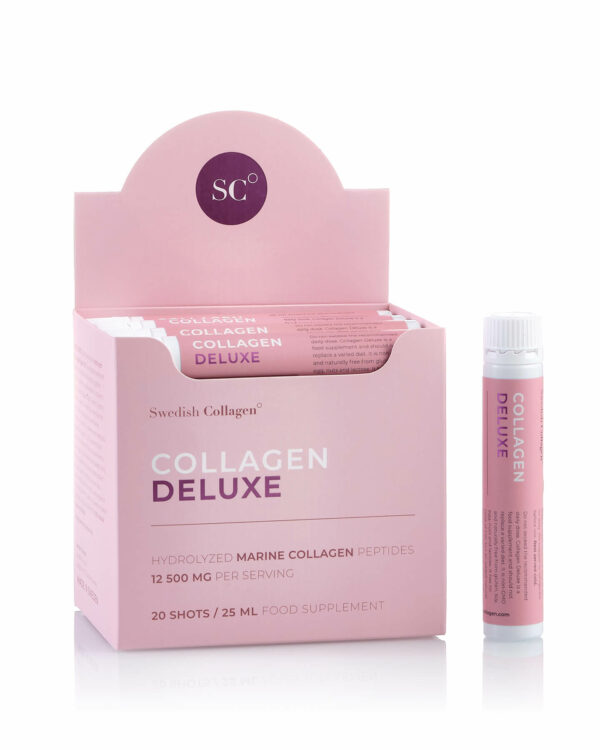 Colagen Deluxe (din Pește) – Hidrolizat Lichid Tip 1 și 3 cu 12.500mg + Acid Hialuronic 75mg + Biotină 5000mcg + MSM + Zinc + Siliciu + Vitamine – 20 Fiole