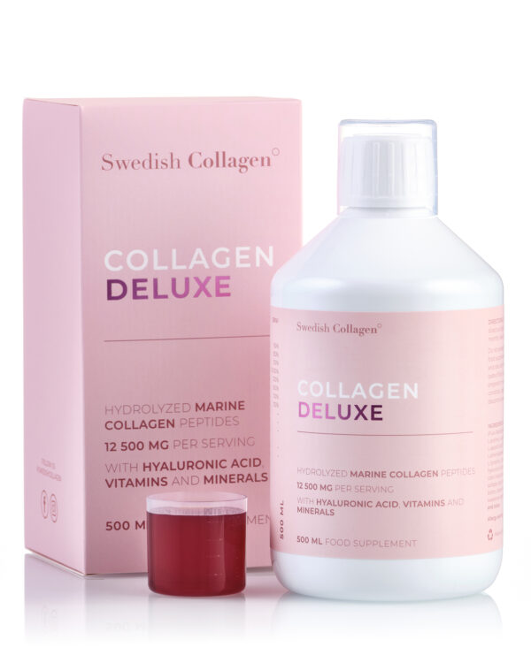 Colagen Deluxe (din Pește) – Lichid, Hidrolizat Tip 1 și 3 cu 12.500mg + Acid Hialuronic 75 mg + Biotină 5000 mcg + MSM + Zinc + Siliciu + Vitamine – 500 ml