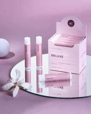 Colagen Deluxe - 20 Shots - Colagen Marin Hidrolizat Lichid cu 12.500 mg + Acid Hialuronic 75 mg + Biotina 5000 mcg + MSM 125 mg + Zinc + Siliciu + Vitamine 5 Colagen Deluxe - Colagen Marin Hidrolizat Lichid Tip 1 și 3 cu 12.500mg