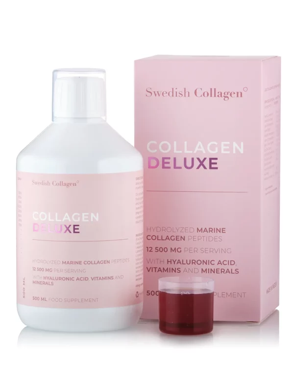 Colagen Deluxe (din Pește) – Lichid, Hidrolizat Tip 1 și 3 cu 12.500mg + Acid Hialuronic 75 mg + Biotină 5000 mcg + MSM + Zinc + Siliciu + Vitamine – 500 ml