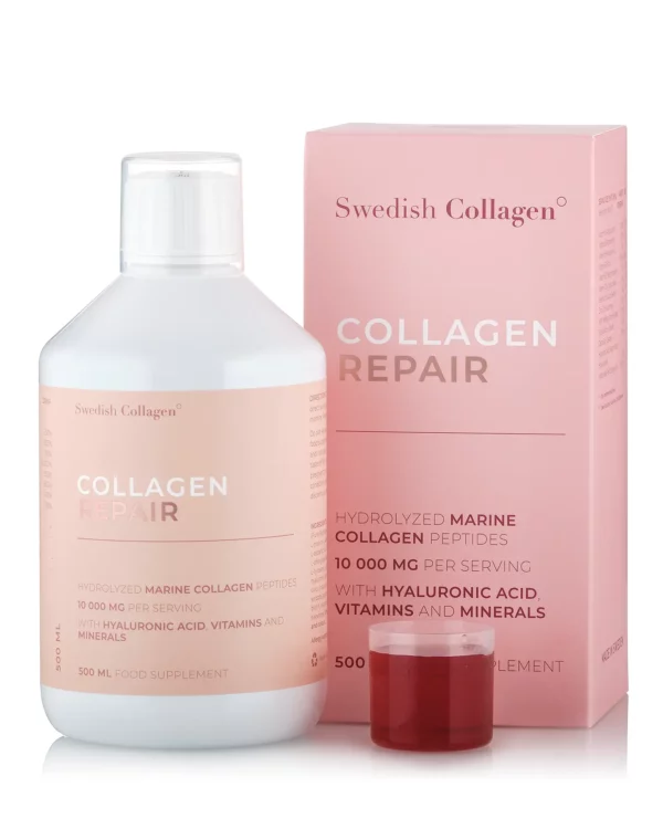 Colagen Repair (din Pește) – Lichid, Hidrolizat de Tip 1 și 3 cu 10.000mg + Acid Hialuronic + Biotină + MSM + Zinc + Siliciu + Vitamine – 500ml