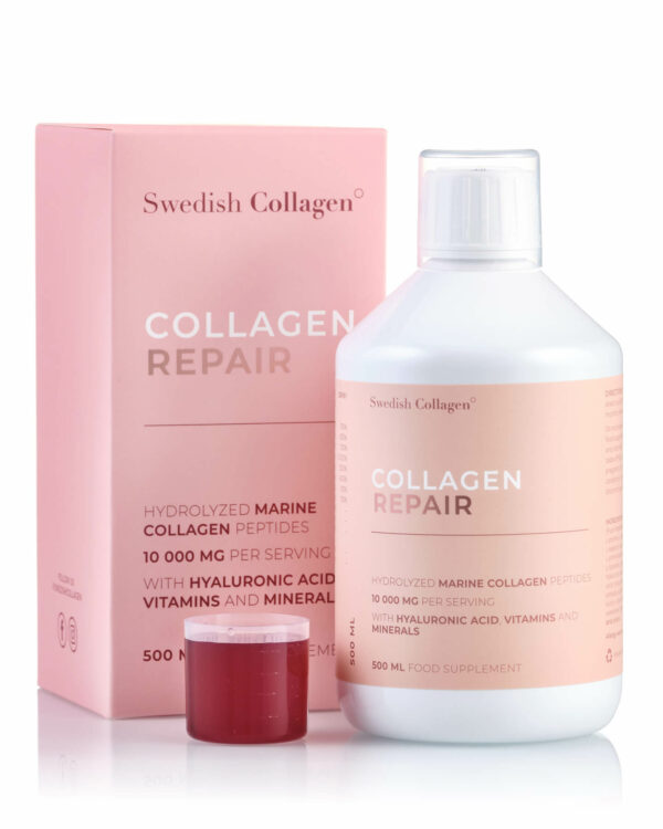 Colagen Repair (din Pește) – Lichid, Hidrolizat de Tip 1 și 3 cu 10.000mg + Acid Hialuronic + Biotină + MSM + Zinc + Siliciu + Vitamine – 500ml