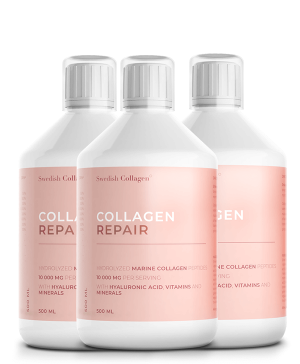 Collagen Repair – Colagen Marin Hidrolizat Lichid cu 10 000 mg + Acid Hialuronic 50 mg + Biotină 5000 mcg + MSM + Zinc + Siliciu + Vitamine – Oferta 3 sticle
