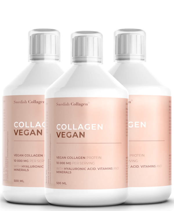 Colagen Vegan – Colagen Lichid din surse Vegane cu 10.000 mg + Acid Hialuronic 50 mg + Biotină 5000 mcg + MSM + Zinc + Siliciu + Seleniu + Vitamine – 3 sticle