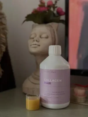 Colagen Hair - Formula Speciala pentru Par - Lichid, Hidrolizat Tip 1 si 3 cu 2500 mg (din Peste) + Acid Hialuronic 100 mg + Retinol 800 mcg + Biotina 5000 mcg + Ashwagandha 100 mg + Coenzima Q10 + MSM + Siliciu + Zinc + Vitamine - 500 ml