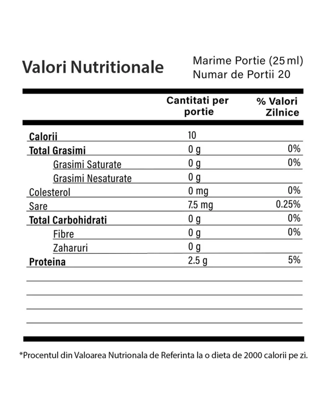 Colagen Hair – Formula Speciala pentru Par – 500 ml - Valori Nutritionale