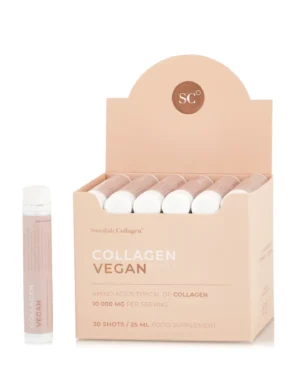 Colagen Vegan – Colagen Lichid din surse Vegane cu 10.000 mg + Acid Hialuronic + Biotină + MSM + Zinc + Siliciu + Seleniu + Vitamine – 30 fiole buvabile