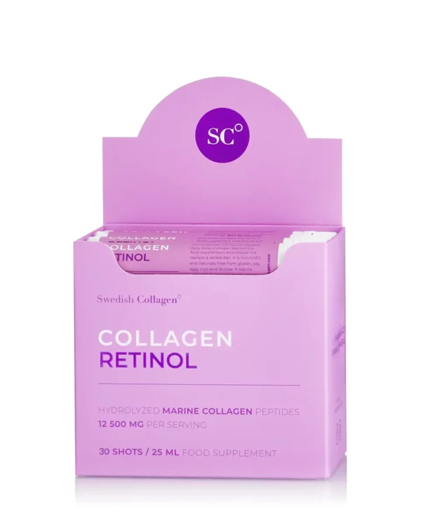 Colagen Retinol – 30 Shots – Colagen Marin Hidrolizat Lichid Tip 1 si 3 cu 12.500 mg + Retinol 800 mcg + Acid Hialuronic 75 mg + Biotina 5000 mcg + MSM 125 mg + Zinc 10 mg + Siliciu 25 mg + Vitamine - imagine 3