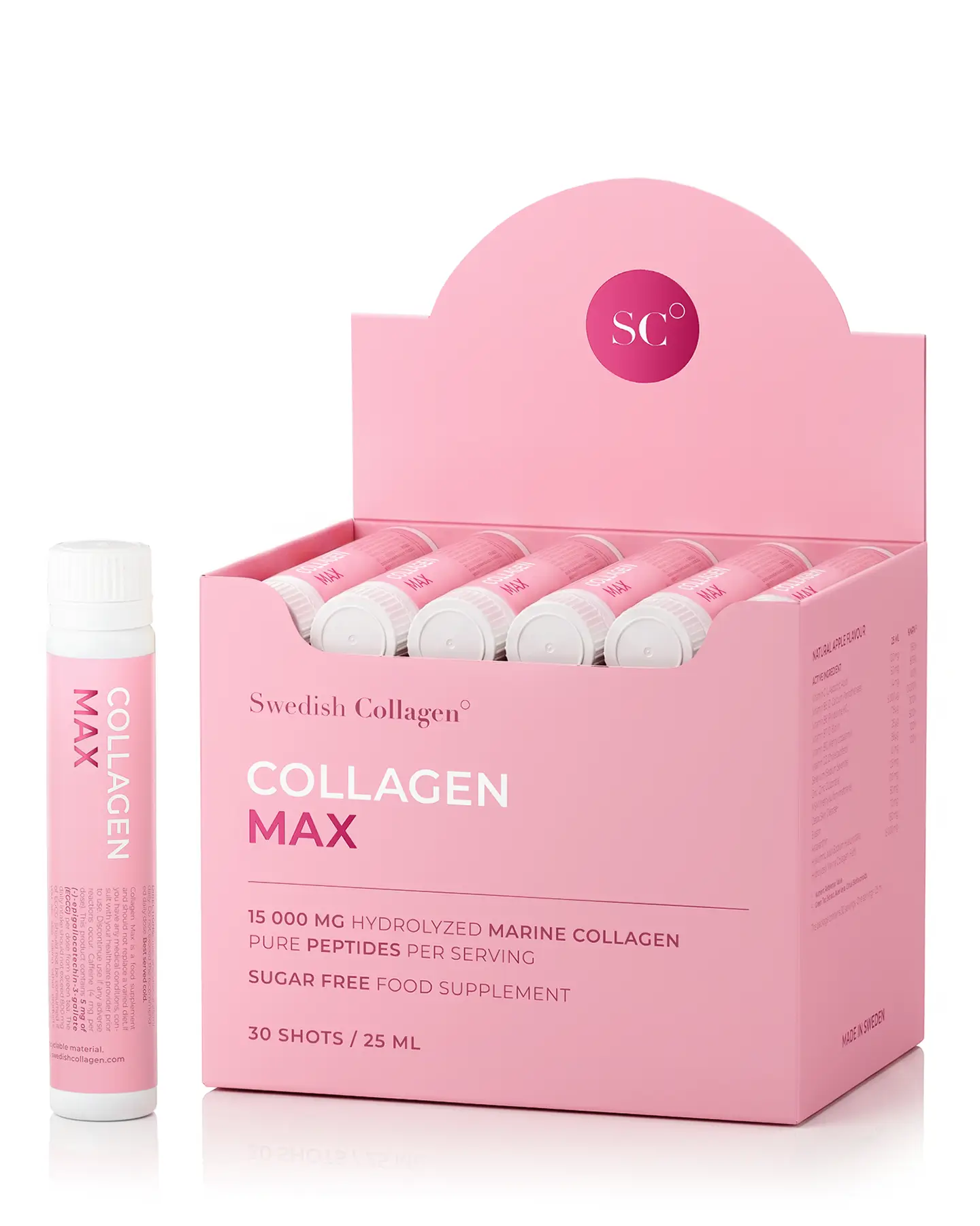 Collagen Max - 30 Shots - Colagen Marin Hidrolizat Lichid 15.000 mg Tip 1 și 3 + Acid Hialuronic 150 mg + Elastină 50 mg + MSM 125 mg + Biotină 5000 mcg + Zinc + Seleniu + Vitamine 1 Collagen Max - 30 Fiole - Colagen Marin Hidrolizat Lichid 15.000 mg Tip 1 și 3 + Acid Hialuronic 150 mg + Elastină 50 mg + MSM 125 mg + Biotină 5000 mcg + Zinc + Seleniu + Vitamine