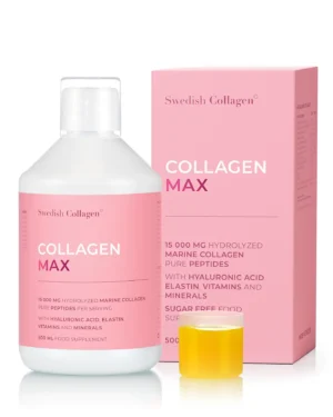 Collagen Max - Colagen Marin Hidrolizat Lichid 15.000 mg Tip 1 și 3 + Acid Hialuronic 150 mg + Elastină 50 mg + MSM 125 mg + Biotină 5000 mcg + Zinc + Seleniu