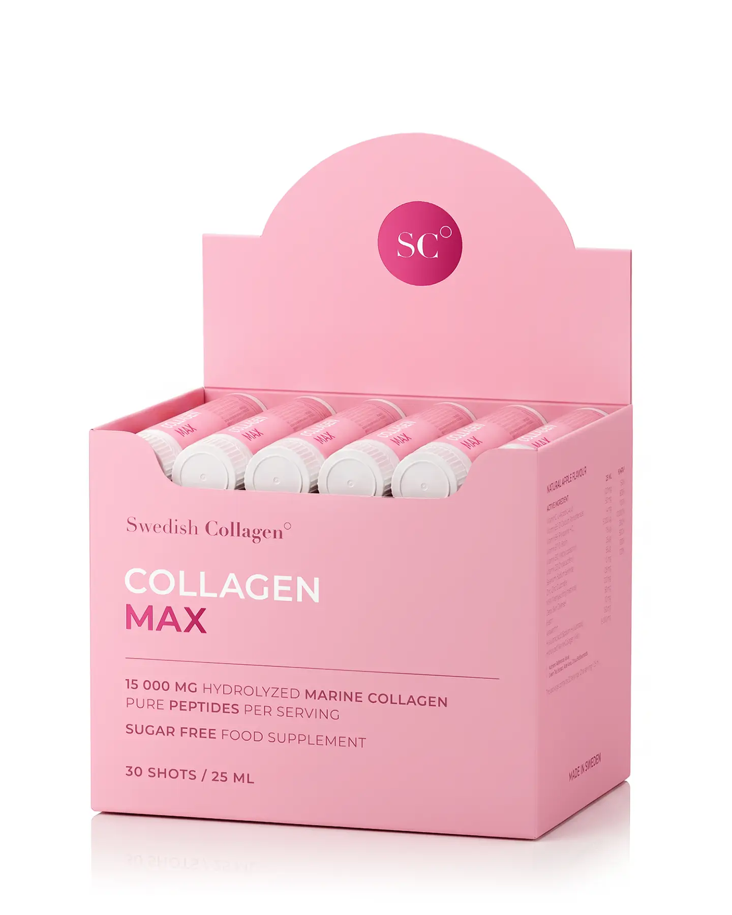 Collagen Max - 30 Shots - Colagen Marin Hidrolizat Lichid 15.000 mg Tip 1 și 3 + Acid Hialuronic 150 mg + Elastină 50 mg + MSM 125 mg + Biotină 5000 mcg + Zinc + Seleniu + Vitamine 2 Collagen Max - Colagen Marin Hidrolizat Lichid 15.000 mg Tip 1 și 3 + Acid Hialuronic 150 mg + Elastină 50 mg + MSM 125 mg + Biotină 5000 mcg + Zinc + Seleniu + Vitamine - Cutie 30 Fiole