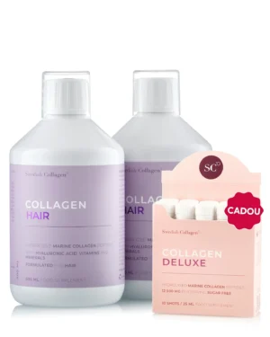 Pachet Hair - 2 sticle × Collagen Hair 500ml + Cadou Colagen Deluxe 10 Shots Travel Pack